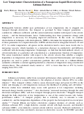 Cover page: Low-Temperature Characterization of a Nonaqueous Liquid Electrolyte for Lithium Batteries