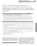 Cover page: Carbonic anhydrase IX (CA-IX) and high-risk human papillomavirus (H-HPV) as diagnostic biomarkers of cervical dysplasia/neoplasia in Japanese women with a cytologic diagnosis of atypical glandular cells (AGC): a Gynecologic Oncology Group (GOG) Study