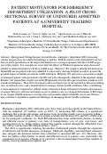 Cover page: Patient motivators for emergency department utilization: A pilot cross-sectional survey of uninsured admitted patients at a university teaching hospital