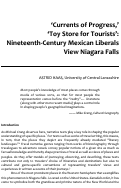 Cover page: Currents of Progress, Toy Store for Tourists: Nineteenth-Century Mexican Liberals View the Niagara Falls