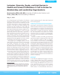 Cover page: Inclusion, Diversity, Equity, and Anti-Racism in Health and Science Professions: A Call to Action for Membership and Leadership Organizations.