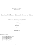 Cover page: Quantum Dot Lasers Epitaxially Grown on Silicon