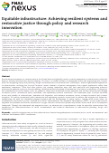 Cover page: Equitable infrastructure: Achieving resilient systems and restorative justice through policy and research innovation.