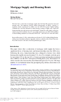 Cover page: Mortgage Supply and Housing Rents