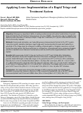 Cover page: Applying Lean:  Implementation of a Rapid Triage and Treatment System