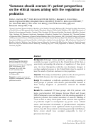 Cover page: ‘Someone should oversee it’: patient perspectives on the ethical issues arising with the regulation of probiotics