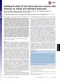 Cover page: Northward extent of East Asian monsoon covaries with intensity on orbital and millennial timescales