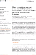 Cover page: Efficient regulatory approval of two novel HIV prevention interventions in a resource-limited setting: experiences from Zimbabwe.