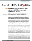 Cover page: Altered brain energetics induces mitochondrial fission arrest in Alzheimer’s Disease