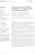 Cover page: Subacute myoclonic measles encephalitis – An opportunistic HIV-associated infection