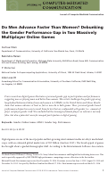 Cover page: Do Men Advance Faster Than Women? Debunking the Gender Performance Gap in Two Massively Multiplayer Online Games