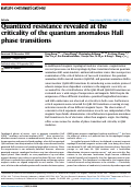 Cover page: Quantized resistance revealed at the criticality of the quantum anomalous Hall phase transitions.