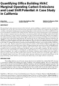 Cover page of Quantifying Office Building HVAC Marginal Operating Carbon Emissions and Load Shift Potential: A Case Study in California