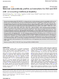 Cover page: Maternal autoantibody profiles as biomarkers for ASD and ASD with co-occurring intellectual disability