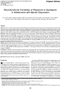 Cover page: Neurofunctional Correlates of Response to Quetiapine in Adolescents with Bipolar Depression.