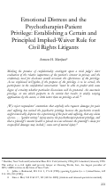 Cover page: Emotional Distress and the Psychotherapist-Patient Privilege: Establishing a Certain and Principled Implied-Waiver Rule for Civil Rights Litigants