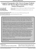 Cover page: Computed Tomography of the Chest in Younger Pediatric Patients with Thoracic Blunt Trauma Rarely Changes Surgical Management