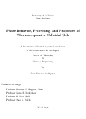 Cover page: Phase Behavior, Processing, and Properties of Thermoresponsive Colloidal Gels