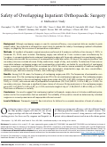 Cover page: Safety of Overlapping Inpatient Orthopaedic Surgery: A Multicenter Study.