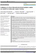 Cover page: Validation of a three‐dimensional printed pediatric middle ear model for endoscopic surgery training