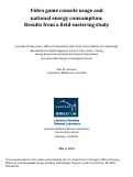 Cover page: Video game console usage and national energy consumption: Results from a field-metering study