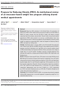 Cover page: Program for Reducing Obesity (PRO): An institutional review of an insurance‐based weight loss program utilizing shared medical appointments