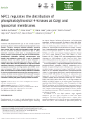 Cover page: NPC1 regulates the distribution of phosphatidylinositol 4‐kinases at Golgi and lysosomal membranes