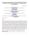 Cover page: Investment in Energy Efficiency by Small and Medium-Sized Firms: An Empirical Analysis of the Adoption of Process Improvement Recommendations.