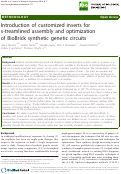 Cover page: Introduction of customized inserts for streamlined assembly and optimization of BioBrick synthetic genetic circuits