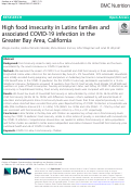 Cover page: High food insecurity in Latinx families and associated COVID-19 infection in the Greater Bay Area, California.