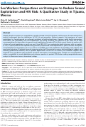 Cover page: Sex Workers Perspectives on Strategies to Reduce Sexual Exploitation and HIV Risk: A Qualitative Study in Tijuana, Mexico