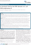 Cover page: A structural role for the PHP domain in E. coli DNA polymerase III