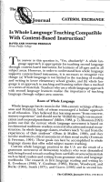 Cover page: Is Whole Language Teaching Compatible With Content-Based Instruction?