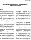 Cover page: Perioperative Management of a Patient with Osteogenesis Imperfecta Undergoing Orthopedic Surgery