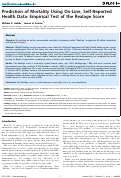 Cover page: Prediction of Mortality Using On-Line, Self-Reported Health Data: Empirical Test of the Realage Score