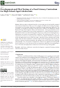 Cover page: Development and Pilot Testing of a Food Literacy Curriculum for High School-Aged Adolescents