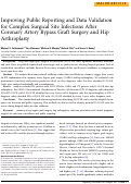 Cover page: Improving Public Reporting and Data Validation for Complex Surgical Site Infections After Coronary Artery Bypass Graft Surgery and Hip Arthroplasty