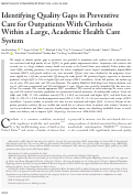 Cover page: Identifying Quality Gaps in Preventive Care for Outpatients With Cirrhosis Within a Large, Academic Health Care System