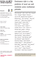 Cover page: Dominance style is a key predictor of vocal use and evolution across nonhuman primates