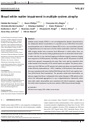 Cover page: Broad white matter impairment in multiple system atrophy.