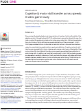 Cover page: Cognitive &amp; motor skill transfer across speeds: A video game study.