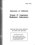 Cover page: NUCLEAR REACTIONS INDUCED BY PIONS AND PROTONS