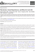 Cover page: Narcissism, Social Experiences, and Mood in Late Life.