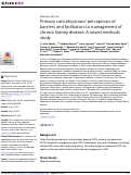 Cover page: Primary care physicians’ perceptions of barriers and facilitators to management of chronic kidney disease: A mixed methods study