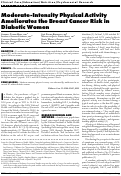 Cover page: Moderate-intensity physical activity ameliorates the breast cancer risk in diabetic women.