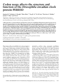 Cover page: Codon usage affects the structure and function of the Drosophila circadian clock protein PERIOD