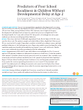 Cover page: Predictors of Poor School Readiness in Children Without Developmental Delay at Age 2.