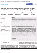 Cover page: Effect of a labor triage checklist and ultrasound on obstetric referral at three primary health centers in Eastern Uganda