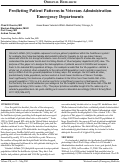 Cover page: Predicting Patient Patterns in Veterans Administration Emergency Departments