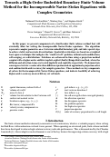 Cover page: Towards a High-Order Embedded Boundary Finite Volume Method for the Incompressible Navier-Stokes Equations with Complex Geometries